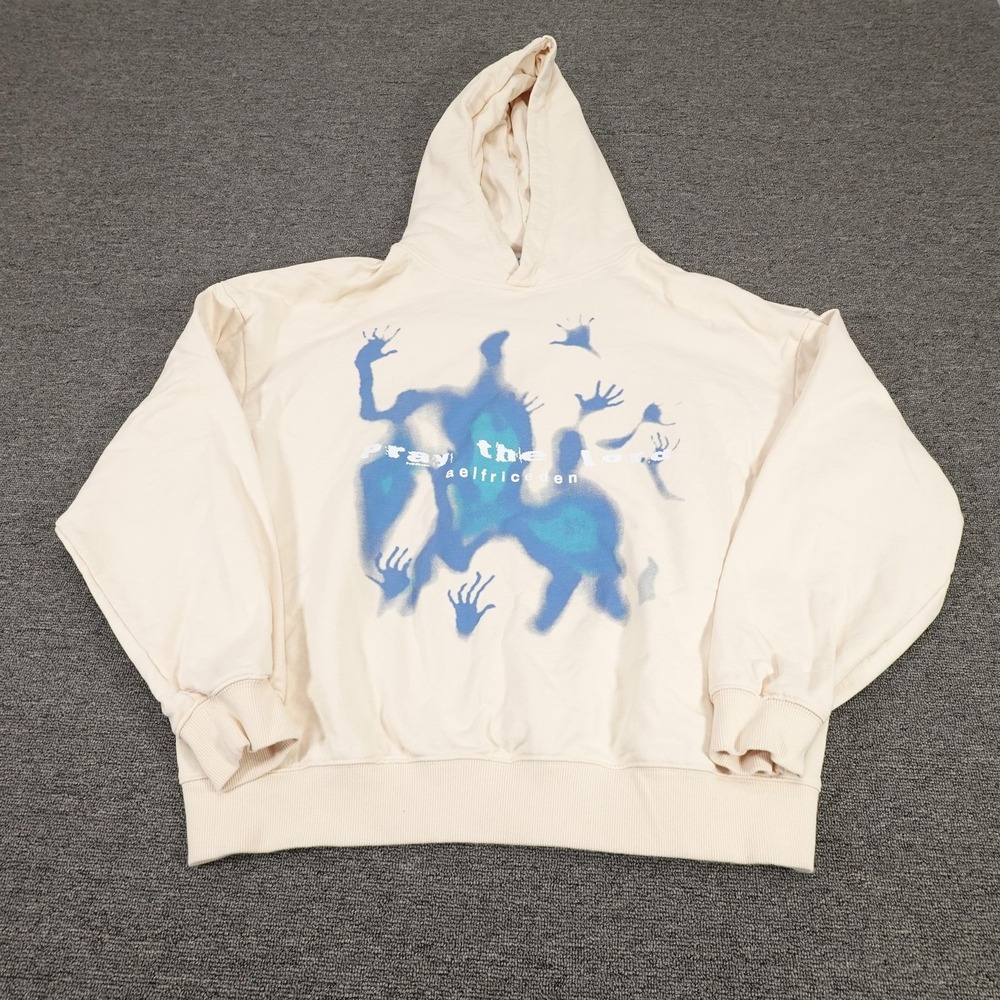 Aelfric Eden Hoodie Mens Large White Pray The Lord Graphic Oversized Pullover